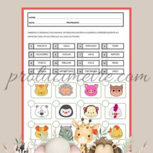 Atividade de Associação dos Animais – Alfabetização e Reconhecimento de Imagens