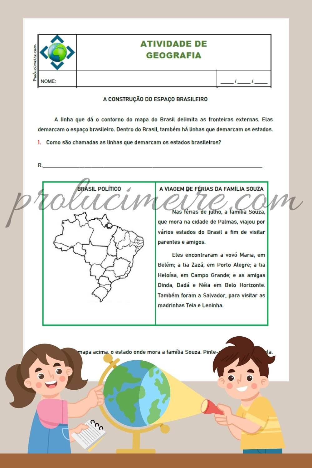 atividade de geografia sobre as regiões brasileiras